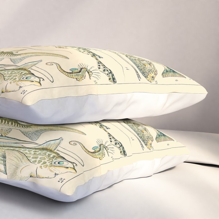 Vintage Fishing Diagram // Poissons II by Adolphe Millot 19th Century Science Textbook Artwork Pillow Sham Gallery Image 3