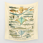 Vintage Fishing Diagram // Poissons II by Adolphe Millot 19th Century Science Textbook Artwork Wall Tapestry Gallery Image 4