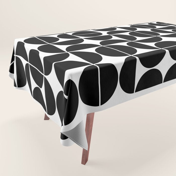 Mid Century Modern Geometric 04 Black Tablecloth Gallery Image 1