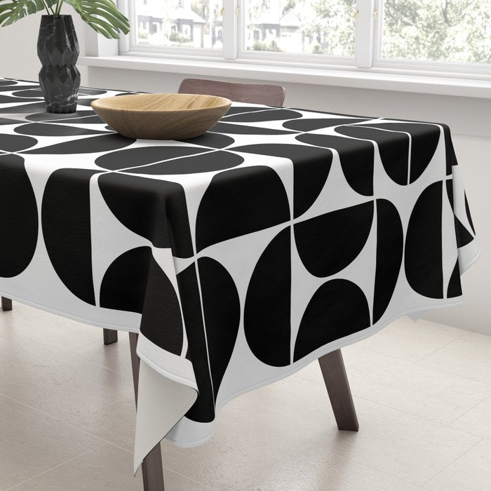 Mid Century Modern Geometric 04 Black Tablecloth Gallery Image 3