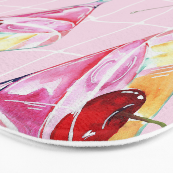 Pink Aesthetic Martini Glass with Cherry Bath Mat Gallery Image 3