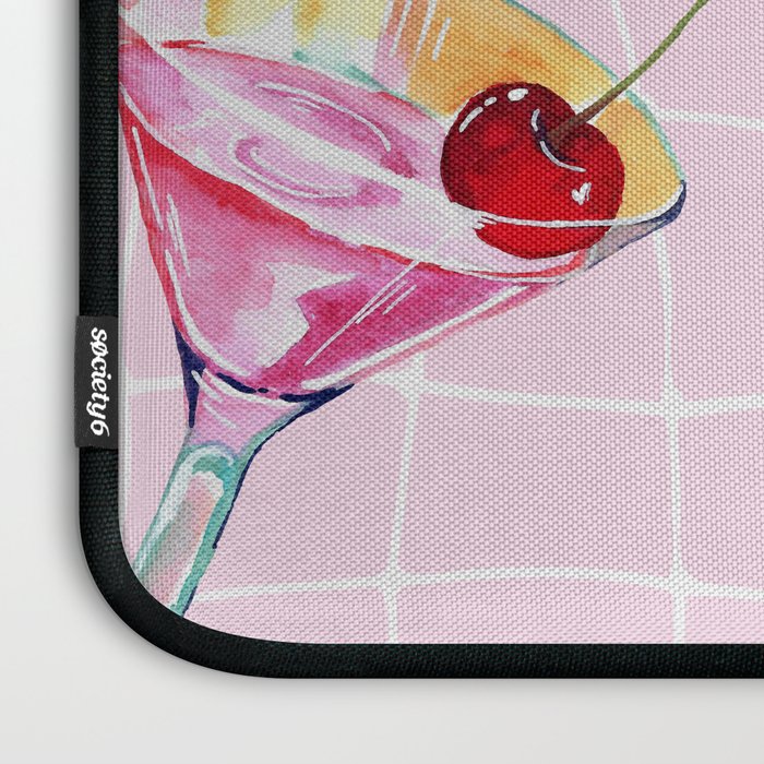 Pink Aesthetic Martini Glass with Cherry Laptop Sleeve Gallery Image 3