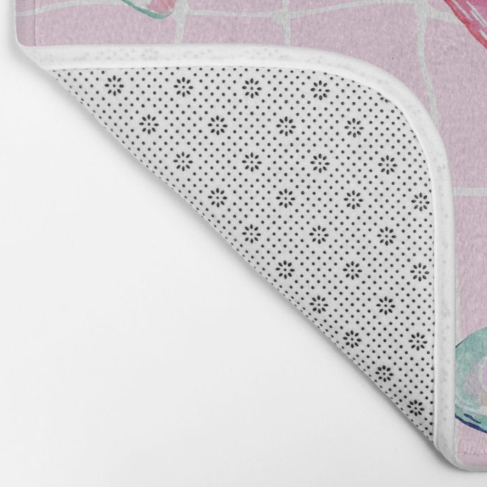 Pink Aesthetic Martini Glass with Cherry Bath Mat Gallery Image 2