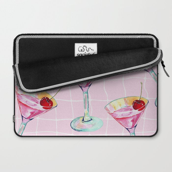 Pink Aesthetic Martini Glass with Cherry Laptop Sleeve Gallery Image 2