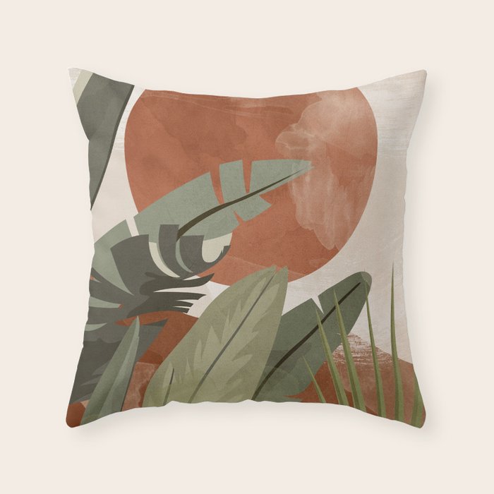 Tropical Leaf- Abstract Art 10 Throw Pillow Gallery Image 1