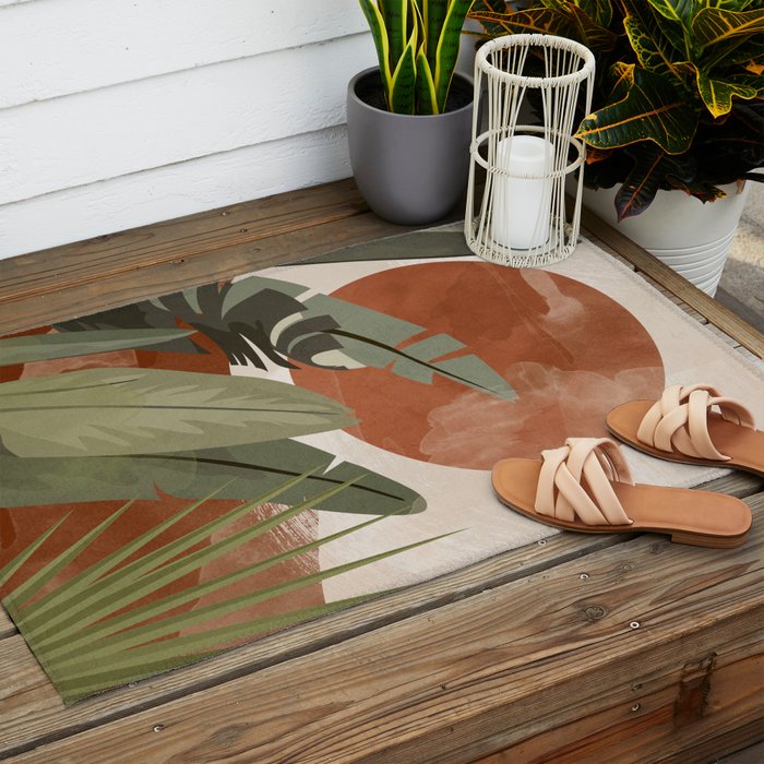 Tropical Leaf- Abstract Art 10 Outdoor Rug Gallery Image 2