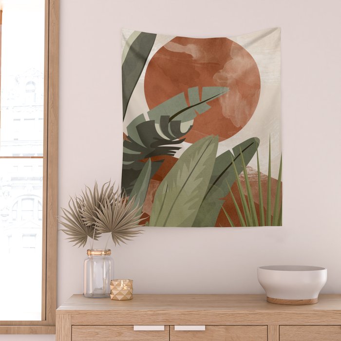 Tropical Leaf- Abstract Art 10 Wall Tapestry Gallery Image 2