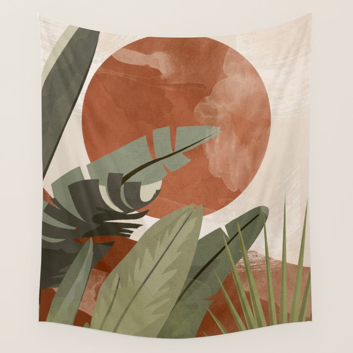 Tropical Leaf- Abstract Art 10 Wall Tapestry Gallery Image 1