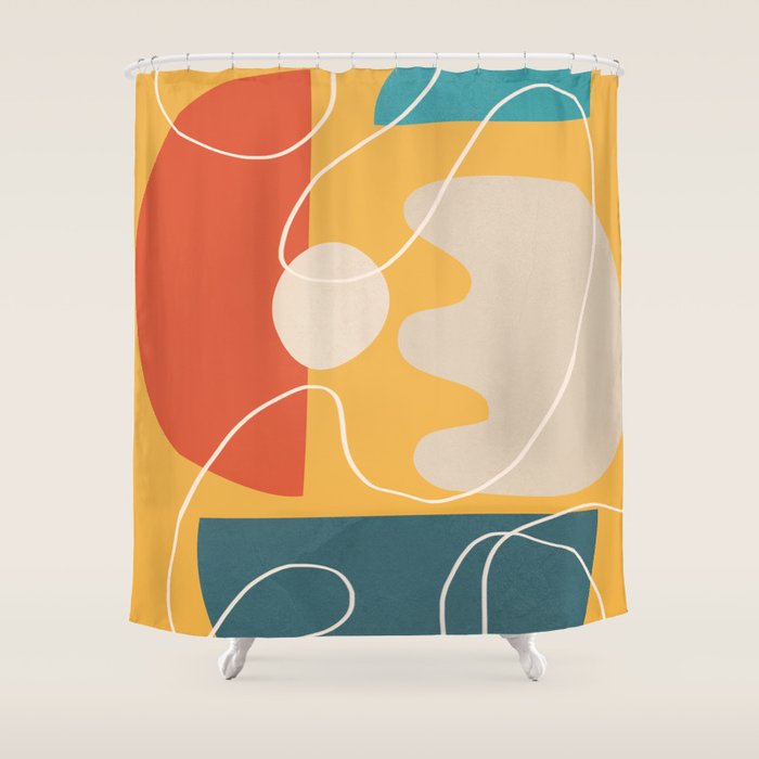 Minimal Colorful Abstract Shapes 7 Shower Curtain Gallery Image 1