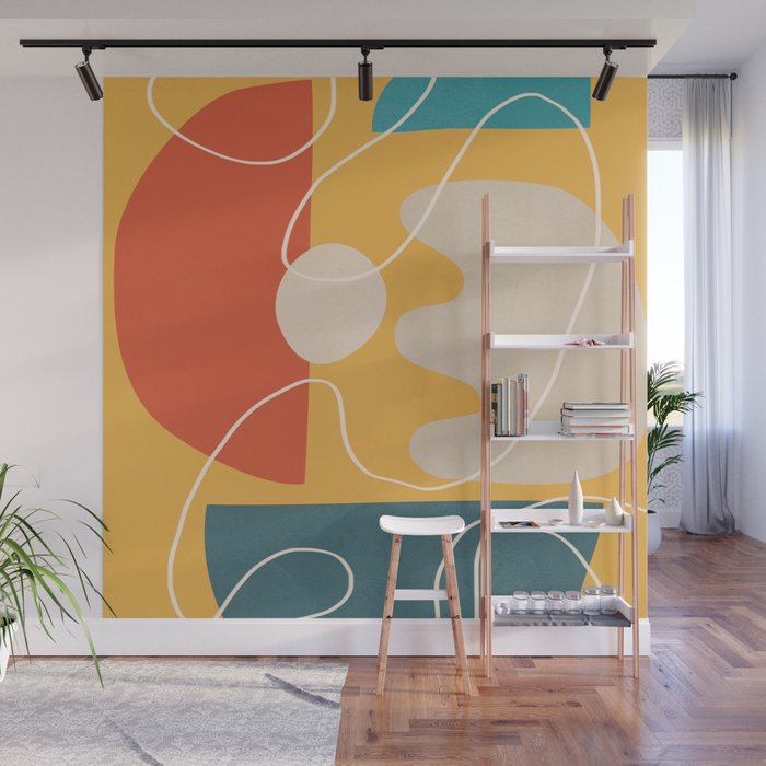 Minimal Colorful Abstract Shapes 7 Wall Mural Gallery Image 1