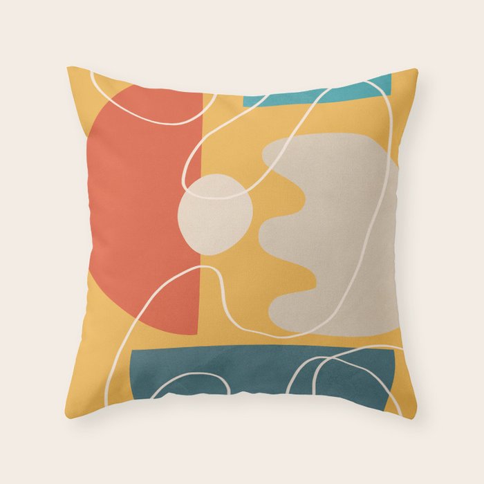 Minimal Colorful Abstract Shapes 7 Throw Pillow Gallery Image 1