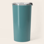 Tropical Teal Solid Color Travel Mug Gallery Image 2