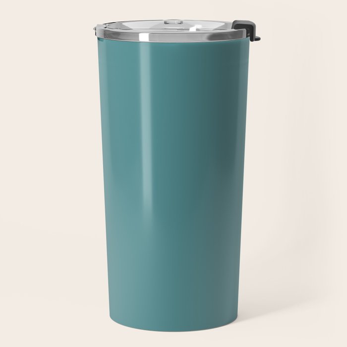 Tropical Teal Solid Color Travel Mug Gallery Image 2