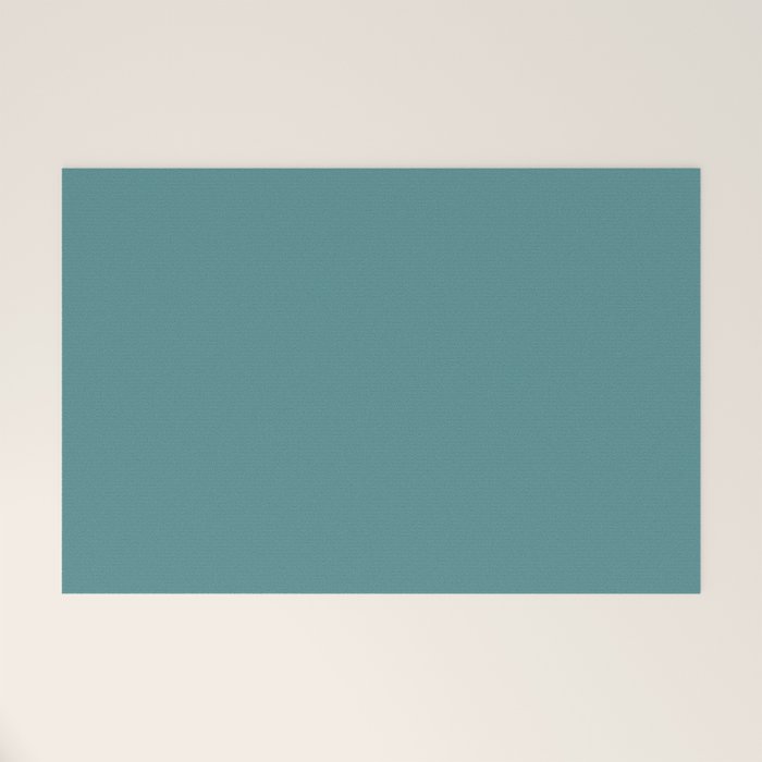 Tropical Teal Solid Color Welcome Mat Gallery Image 1