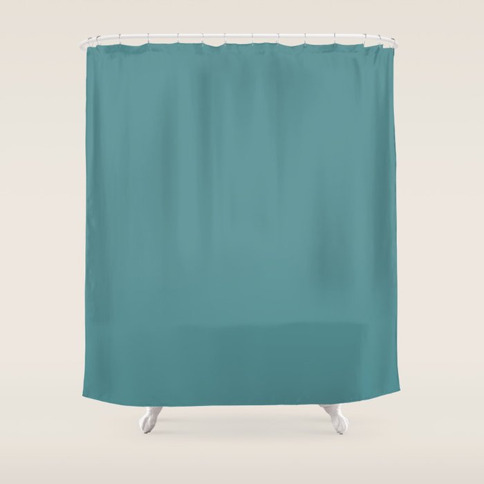 Tropical Teal Solid Color Shower Curtain Gallery Image 1