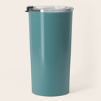 Tropical Teal Solid Color Travel Mug Gallery Image 3