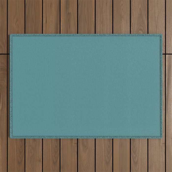 Tropical Teal Solid Color Outdoor Rug Gallery Image 1