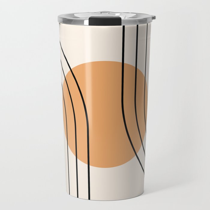 Geometric Lines in Black and Beige 14 (Rainbow and Sun Abstraction) Travel Mug Gallery Image 1