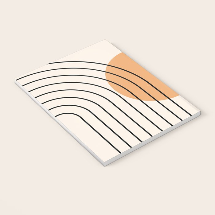 Geometric Lines in Black and Beige 14 (Rainbow and Sun Abstraction) Notebook Gallery Image 3