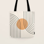 Geometric Lines in Black and Beige 14 (Rainbow and Sun Abstraction) Tote Bag Gallery Image 1