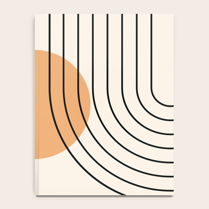 Geometric Lines in Black and Beige 14 (Rainbow and Sun Abstraction) Notebook Gallery Image 4