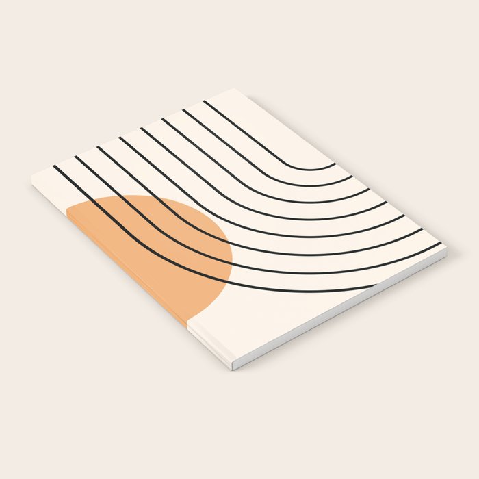 Geometric Lines in Black and Beige 14 (Rainbow and Sun Abstraction) Notebook Gallery Image 2