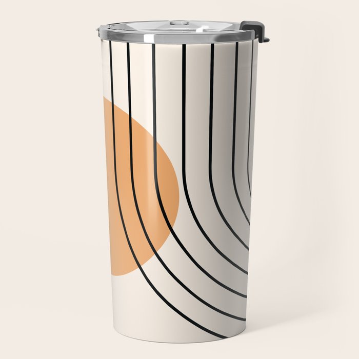 Geometric Lines in Black and Beige 14 (Rainbow and Sun Abstraction) Travel Mug Gallery Image 2