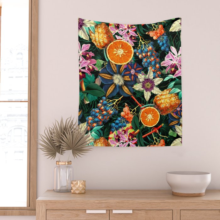 Tropical Orange Garden Wall Tapestry Gallery Image 2
