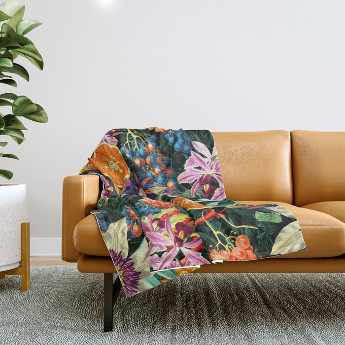 Tropical Orange Garden Throw Blanket Gallery Image 1