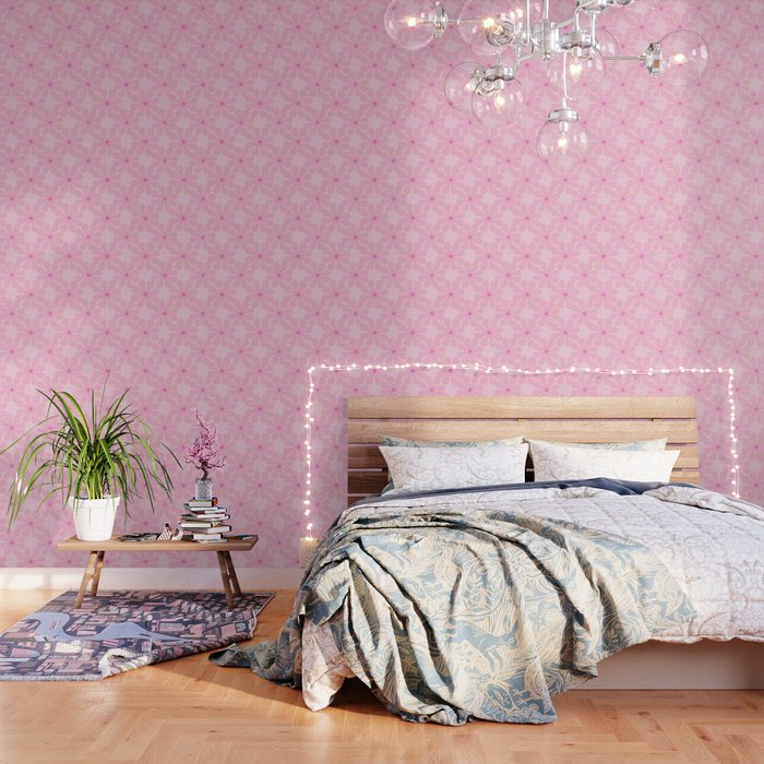 Pink Floral 70s Style Groovy Flowers Wallpaper Gallery Image 1