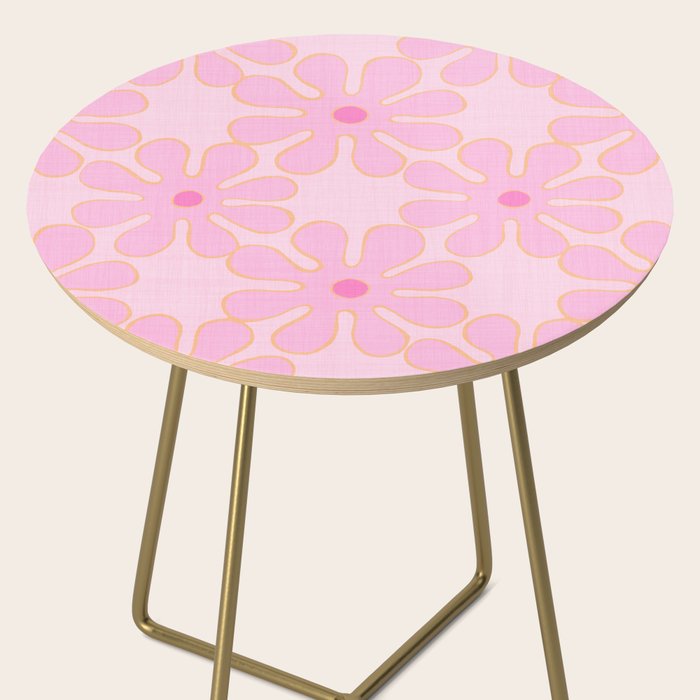 Pink Floral 70s Style Groovy Flowers Side Table Gallery Image 2