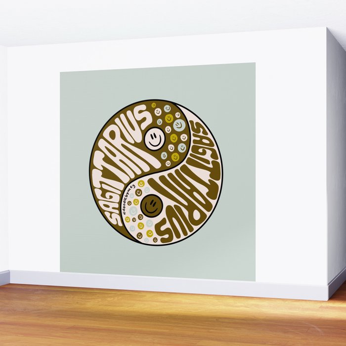 Sagittarius Yin Yang Wall Mural Gallery Image 2