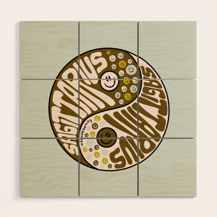 Sagittarius Yin Yang Wood Wall Art Gallery Image 1