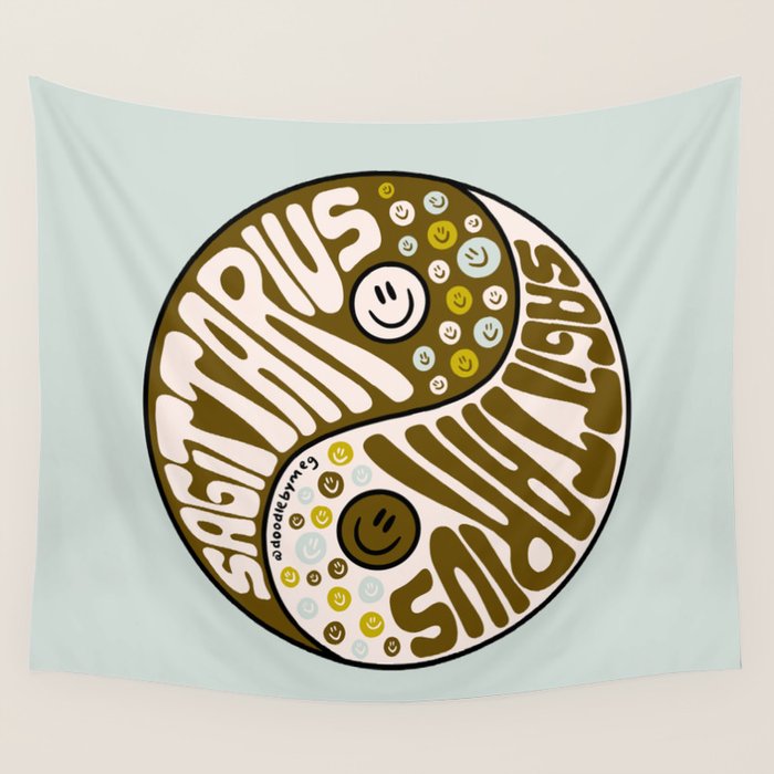 Sagittarius Yin Yang Wall Tapestry Gallery Image 1