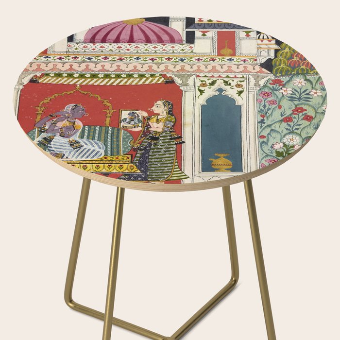 Antique Indian Illustration Princess Mirror Side Table Gallery Image 2