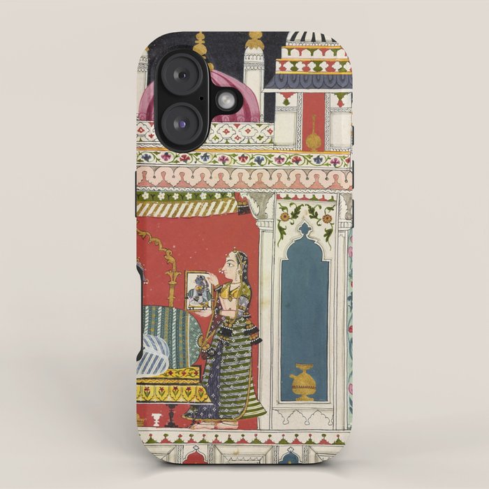 Antique Indian Illustration Princess Mirror iPhone Case Gallery Image 1