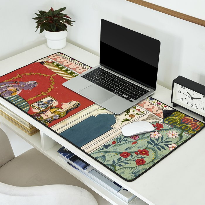 Antique Indian Illustration Princess Mirror Desk Mat Gallery Image 2