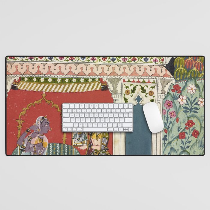 Antique Indian Illustration Princess Mirror Desk Mat Gallery Image 1