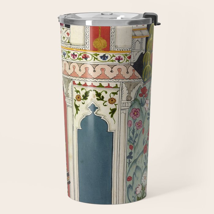 Antique Indian Illustration Princess Mirror Travel Mug Gallery Image 2