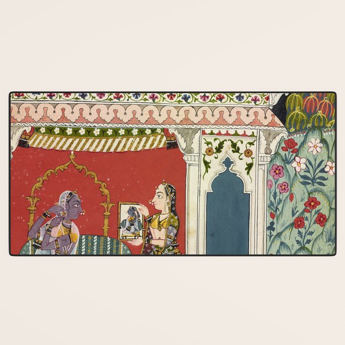 Antique Indian Illustration Princess Mirror Desk Mat Gallery Image 3