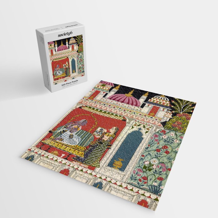 Antique Indian Illustration Princess Mirror Jigsaw Puzzle Gallery Image 2