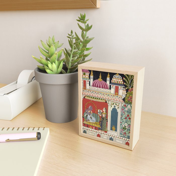 Antique Indian Illustration Princess Mirror Mini Art Print Gallery Image 2