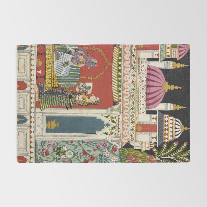 Antique Indian Illustration Princess Mirror Rug Gallery Image 2