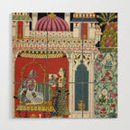 Antique Indian Illustration Princess Mirror Wood Wall Art Gallery Image 1
