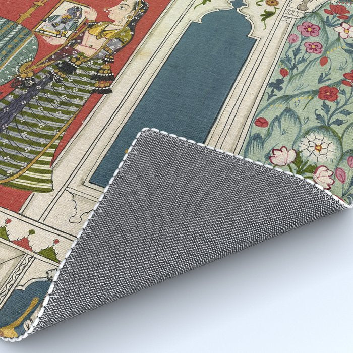 Antique Indian Illustration Princess Mirror Rug Gallery Image 4