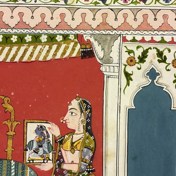 Antique Indian Illustration Princess Mirror Coffee Mug Gallery Image 2