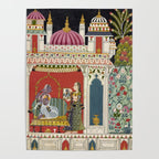 Antique Indian Illustration Princess Mirror Poster Gallery Image 4