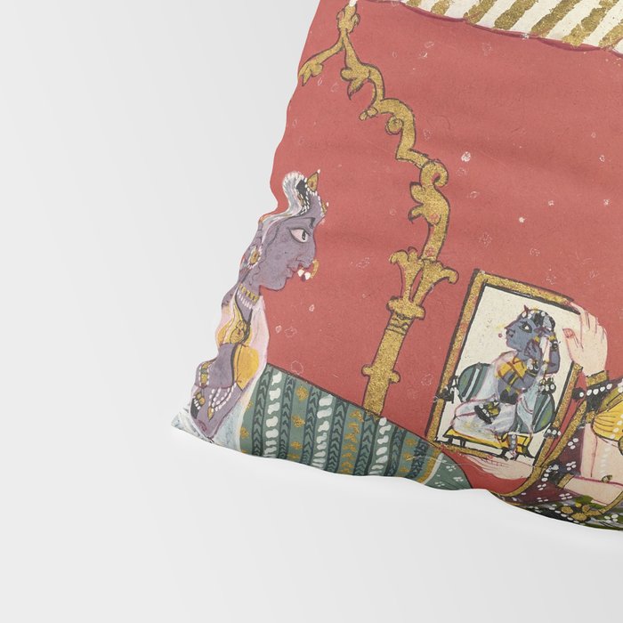 Antique Indian Illustration Princess Mirror Pillow Sham Gallery Image 4