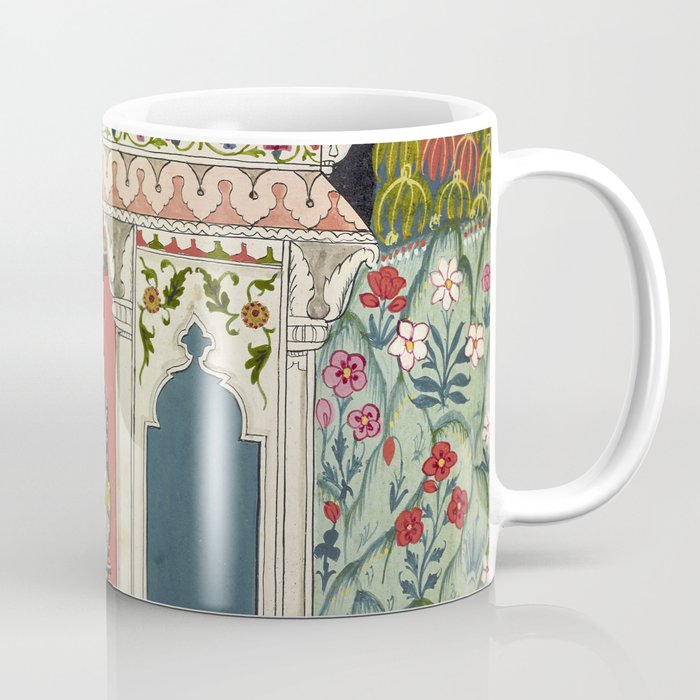 Antique Indian Illustration Princess Mirror Coffee Mug Gallery Image 1