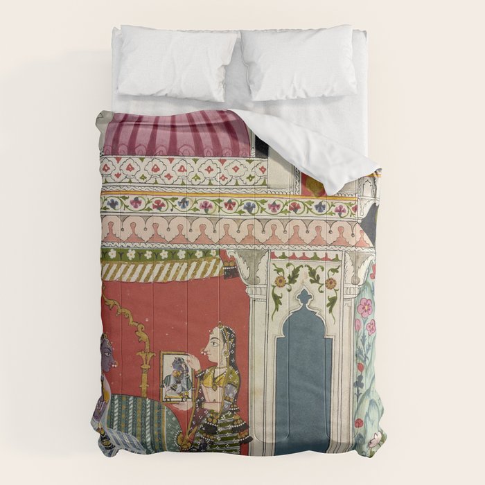 Antique Indian Illustration Princess Mirror Comforter Gallery Image 6